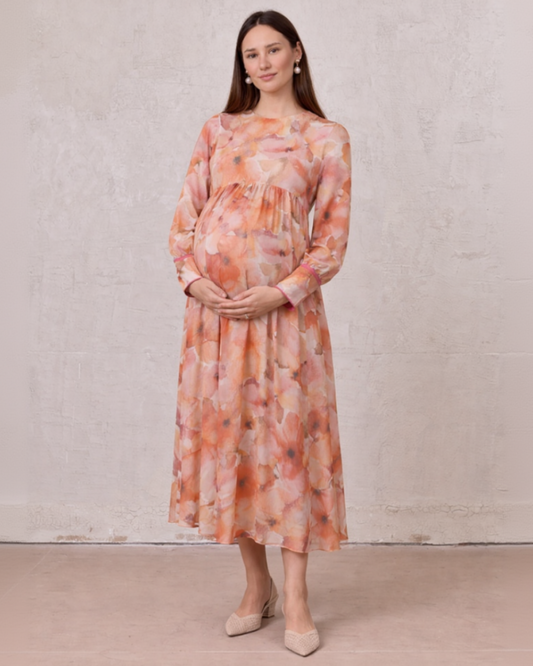 Asymmetrical Hem Dress-Spring Flowers