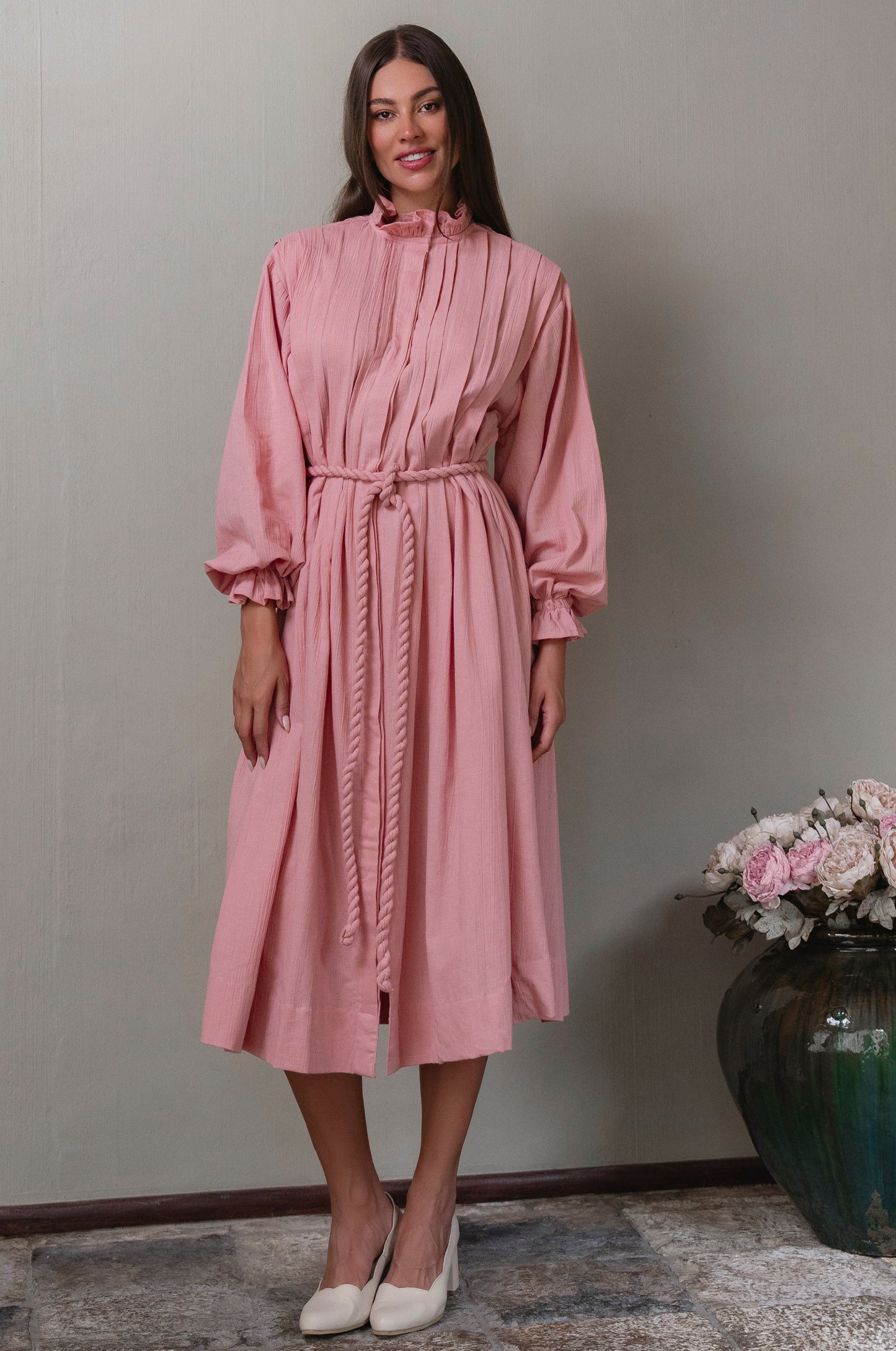 Yasmina Ruffle Linen Dress