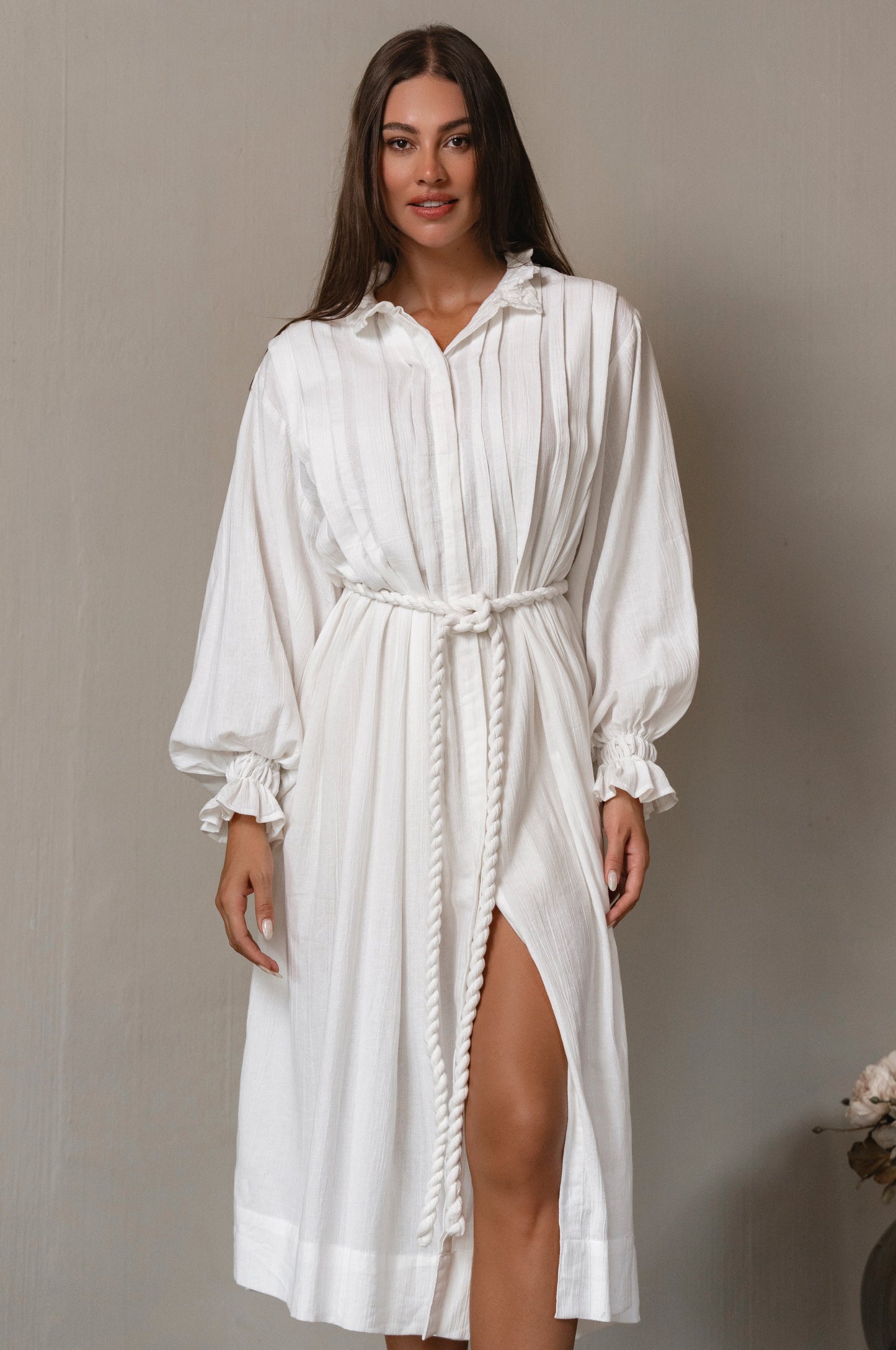 Yasmina Ruffle Linen Dress