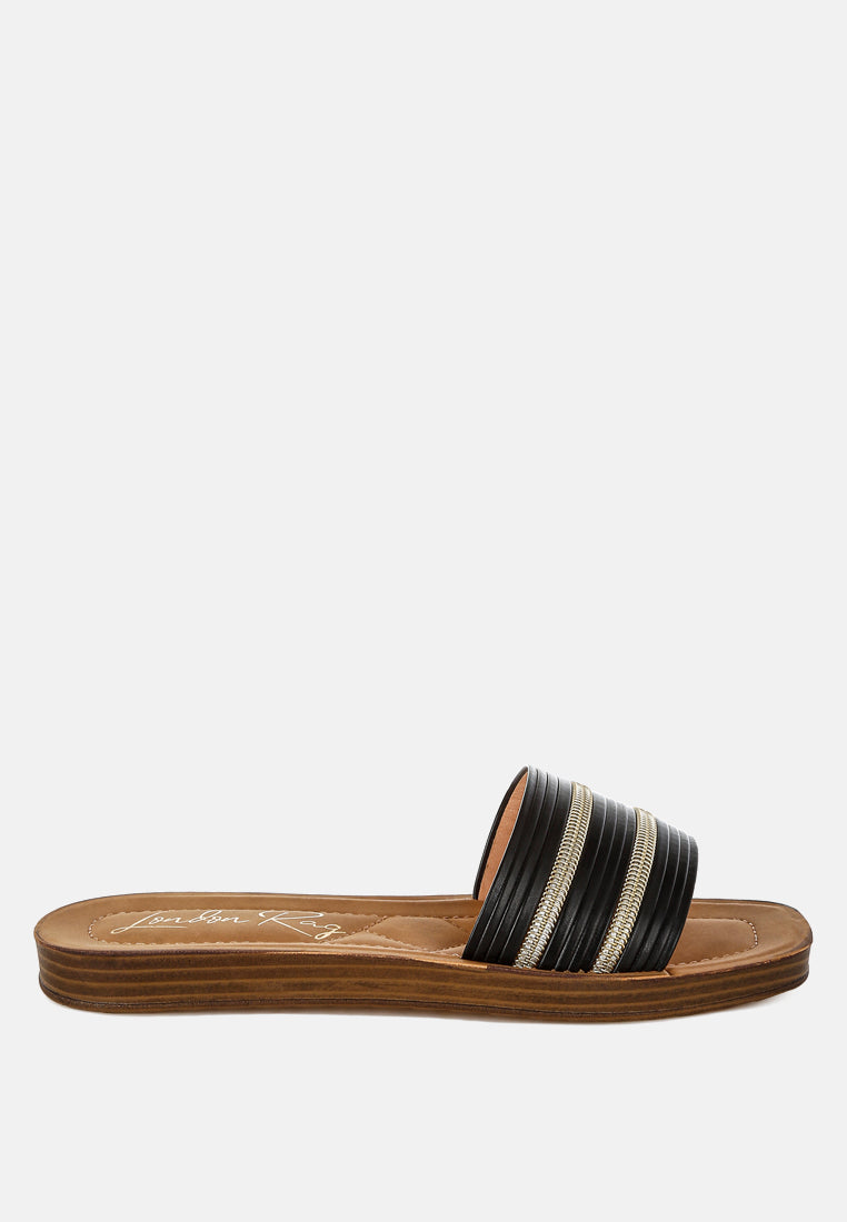 Zosaya Faux Zipper Detail Slip Ons